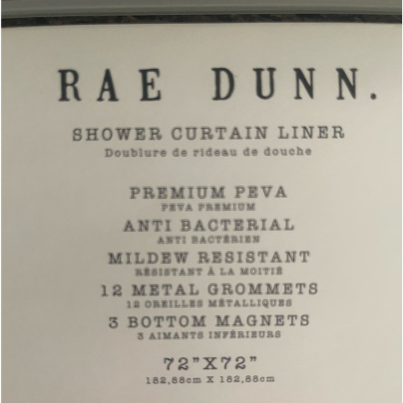 Rae Dunn Christmas Shower Curtain Liner - Picture 2 of 3